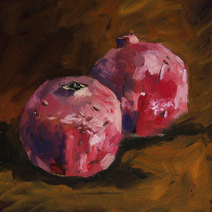 Two Pomegranates II - Impressionist Painting by Adam Houston