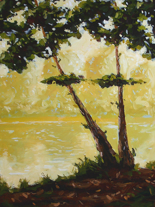 Trees at Pooles Mill - Impressionist Painting by Adam Houston