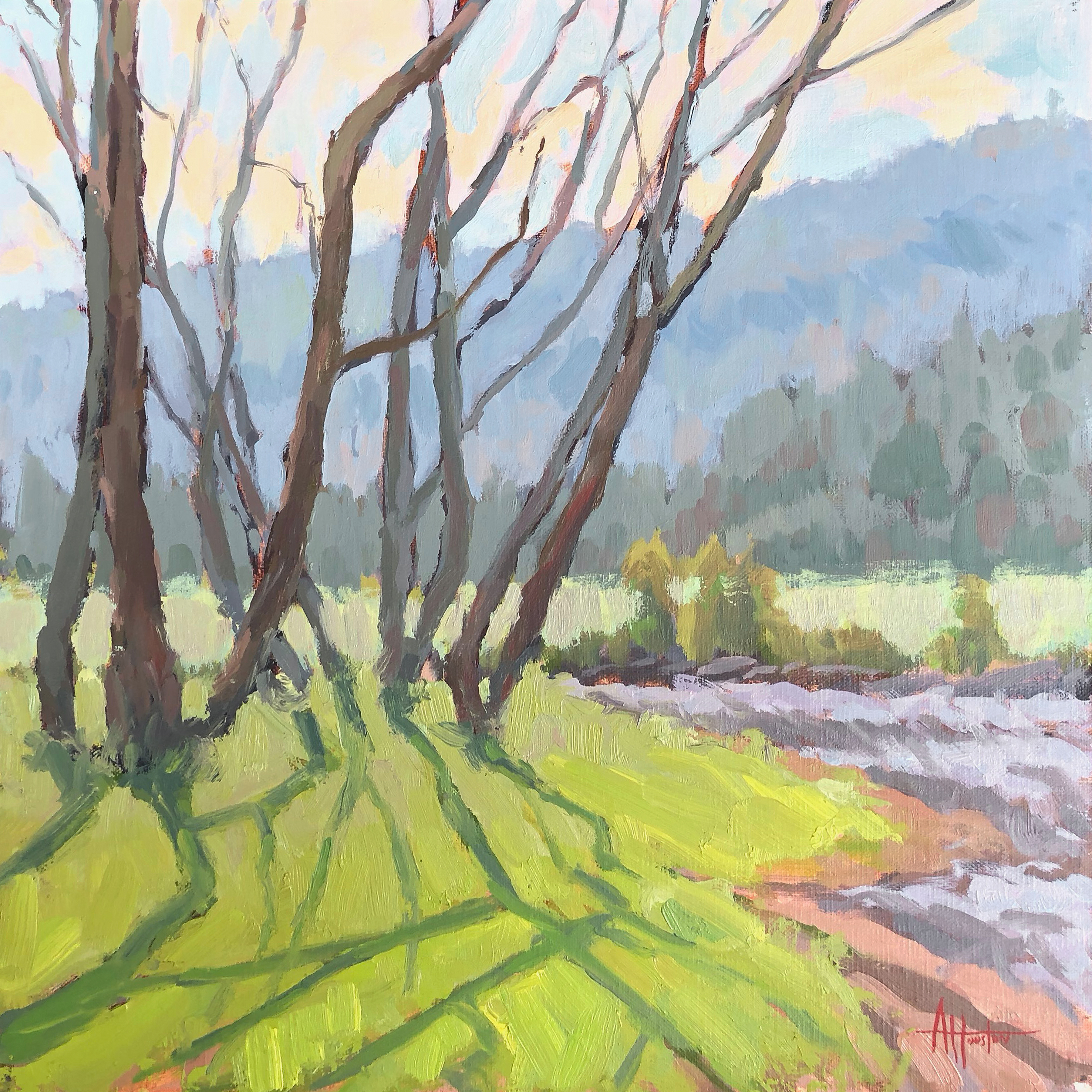 Hiawassee River Evening - Impressionist Painting by Adam Houston